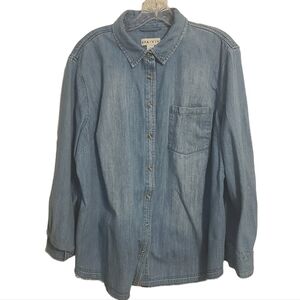 Ava & Viv | Women's Long Sleeve Button Down Tencel or Denim Shirt (Size 2X)